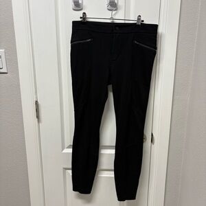 Athleta Women's Size 8 Black Stretch Nylon Skinny Leg Moto Pants Leggings